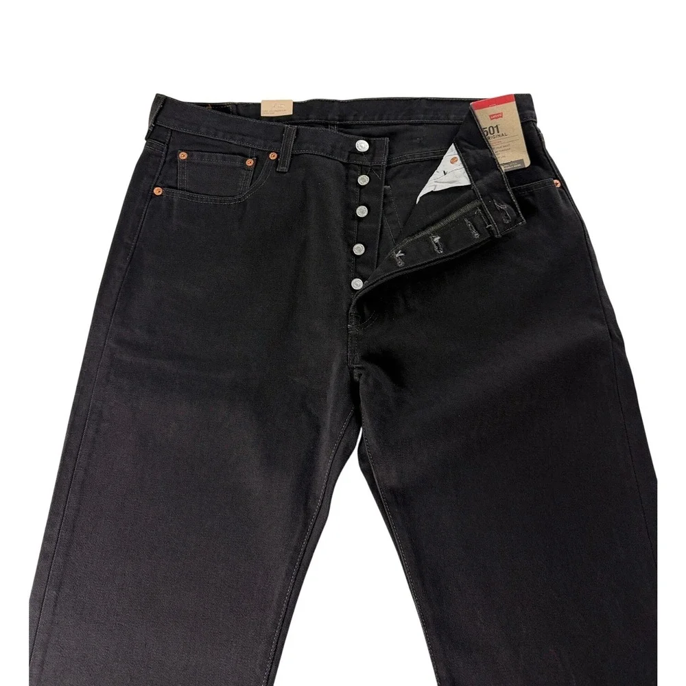 Levi's‎ 501 Original Jeans Mens 38x32 Black Button Fly Straight Leg NWT